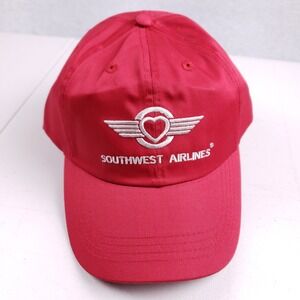 Southwest Airlines Red Winged Heart Logo Employee Uniform Hat Cintas Adjustable
